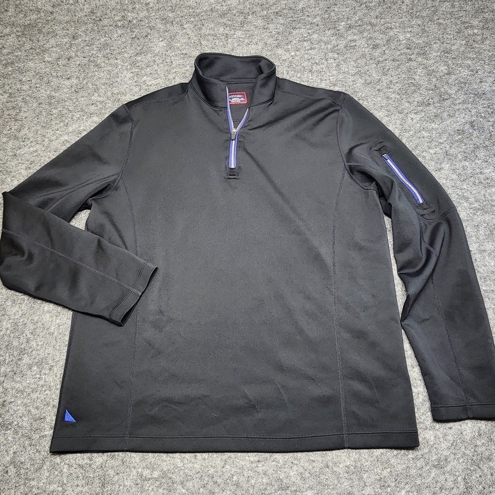 Untuckit Mens 1/4 Zip Performance Black Mazzano Pullover Sweatshirt Medium